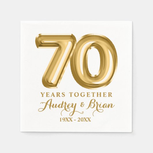 70周年パーソナライズされた スタンダードカクテルナプキン (正面)