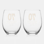 70周年パーソナライズされた ステムなしワイングラス (裏面)