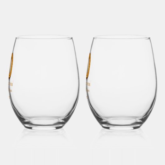 70周年パーソナライズされた ステムなしワイングラス (左)