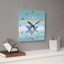 70周年プラチナハート スクエア壁時計