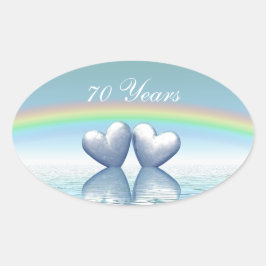 70周年プラチナハート 楕円形シール