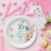 70周年プラチナ結婚記念ゴールドフレーム ペーパープレート (パーティー)