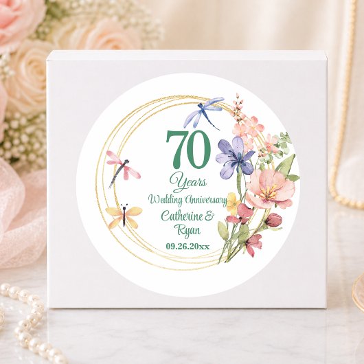 70周年プラチナ結婚記念ゴールドフレーム ラウンドシール