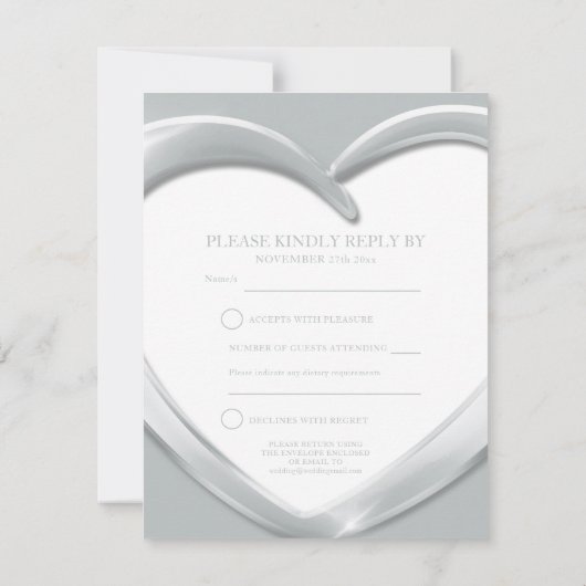 70周年プラチナ結婚記念日 ハート返信カード 出欠カード (裏面)