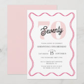 70周年レトロウェーブボーダー 70歳の誕生日 招待状 (正面/裏面)