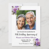 70周年紫結婚のバラ写真 セーブザデート (正面)