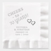 70周年結婚記念お祝いハートデザインANY YEAR 箔ナプキン (正面)