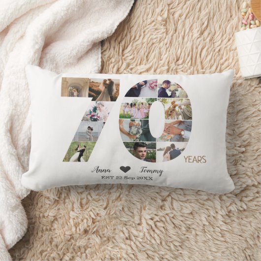 70周年結婚記念写真 ランバークッション (ブランケット)
