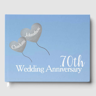 70周年結婚記念日のプラチナハート風船 ゲストブック