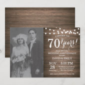 70周年結婚記念日のラスティックウッド 招待状 (正面/裏面)