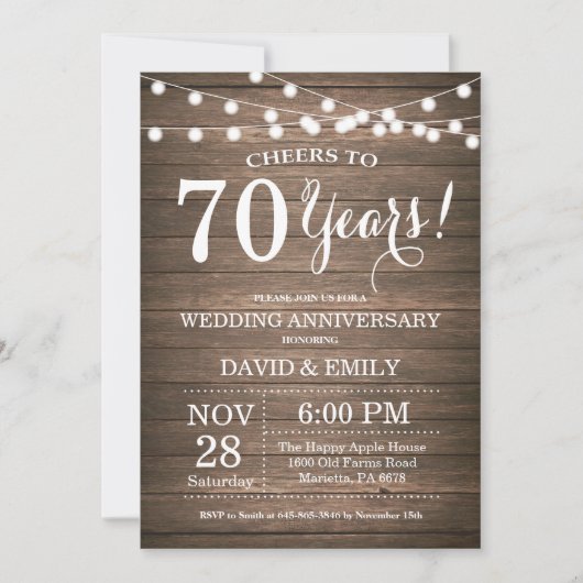 70周年結婚記念日の招待状　ログウッドスタイル 招待状 (正面)