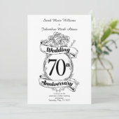 70周年結婚記念日の花　黒と白 招待状 (スタンド正面)