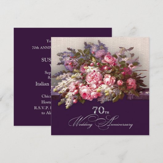 70周年結婚記念日パーティーの招待状 招待状 (正面/裏面)