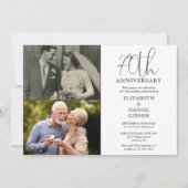 70周年結婚記念日　過去と現在　2枚の写真 招待状 (正面)