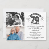 70周年結婚記念日 2枚の写真のお祝い 招待状 (正面)