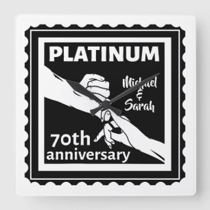 70周年結婚青白金伝統的 スクエア壁時計