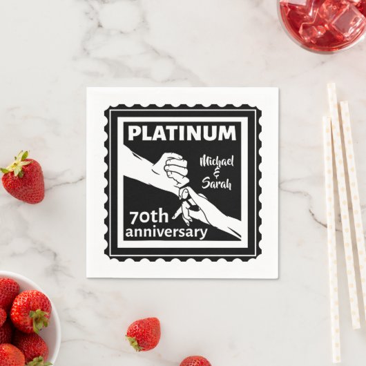 70周年結婚青白金伝統的 スタンダードカクテルナプキン (インサイチュ)