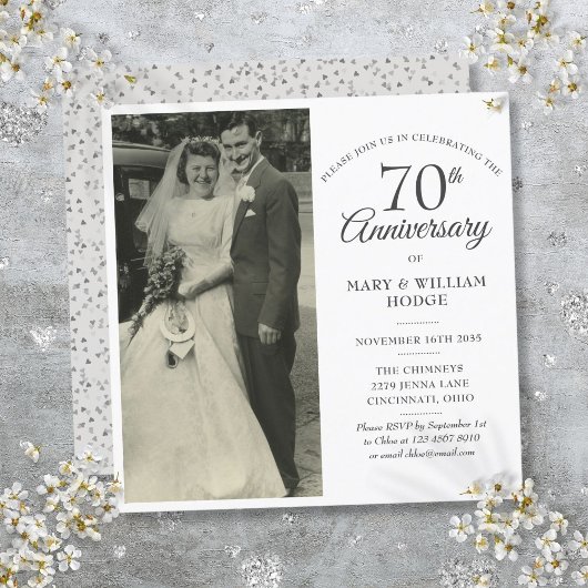 70周年記念の結婚写真スクエア 招待状