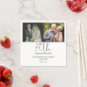 70周年記念の結婚式 Then And Now 2枚の写真 スタンダードカクテルナプキン (インサイチュ)