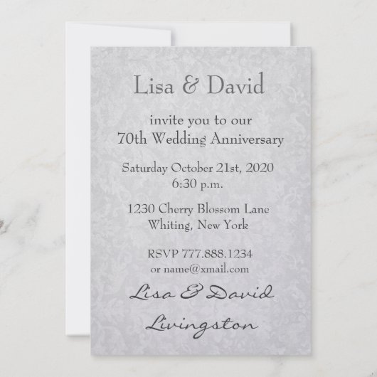 70周年記念シルバーホワイトローズメタリック 招待状 (裏面)