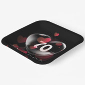 70周年記念ハートバブル赤いハート ペーパープレート (傾斜あり)