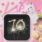 70周年記念パーティースパーカーズオンブラック ペーパープレート (パーティー)