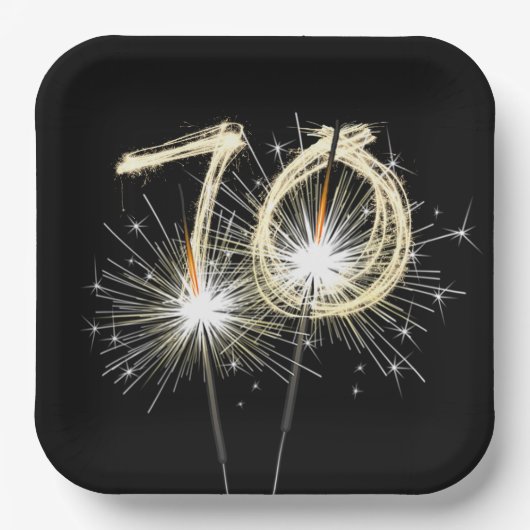 70周年記念パーティースパーカーズオンブラック ペーパープレート (正面)