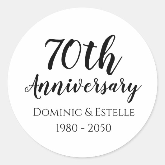 70周年記念ラウンド型封筒シール ラウンドシール (正面)