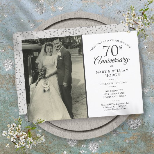 70周年記念ラブハートコンフェティ結婚式写真 招待状