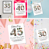 70周年記念写真結婚コラージュパーティーサイン ポスター