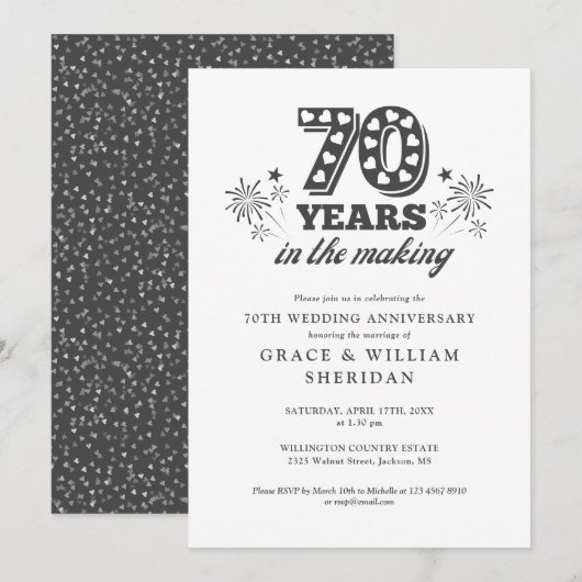 70周年記念結婚に 招待状 (正面/裏面)