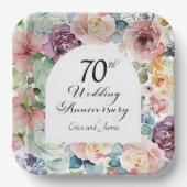 70周年記念結婚のスクリプエレガントトフローラ ペーパープレート (正面)