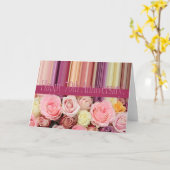 70周年記念結婚カード – パステルバラストライプ カード (黄色い花)