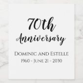 70周年記念結婚ギフトワインボトルラベル ワインラベル (シングルラベル)