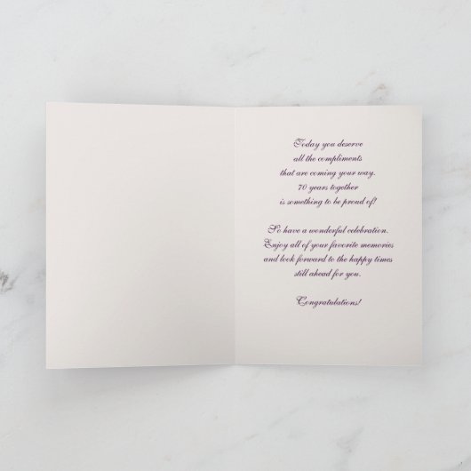 70周年記念結婚グリーティングカード カード (内部)