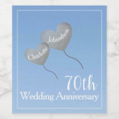 70周年記念結婚プラチナハートバルーン ワインラベル (シングルラベル)