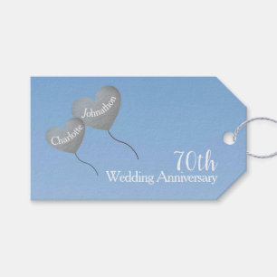 70周年記念結婚プラチナハート風船 ギフトタグ