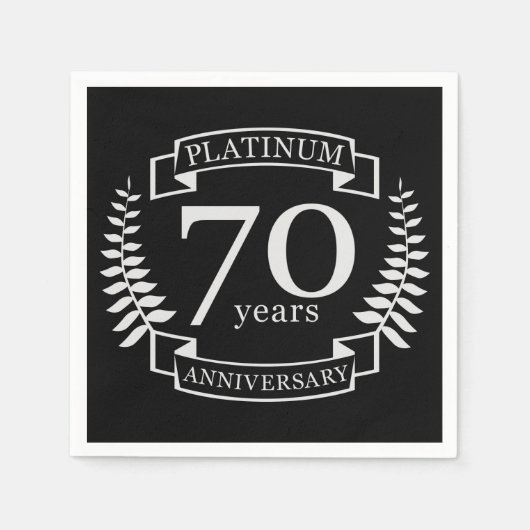 70周年記念結婚プラチナ スタンダードカクテルナプキン (正面)