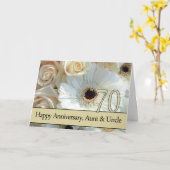 70周年記念結婚叔母と伯父ピンクのバラ カード (黄色い花)