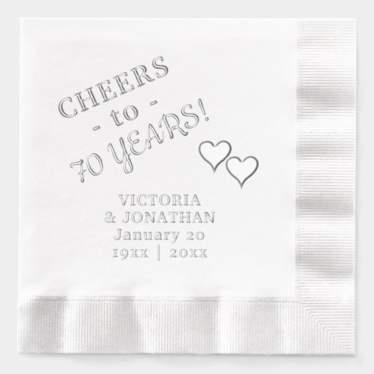 70周年記念結婚応援2ハート 箔ナプキン (正面)