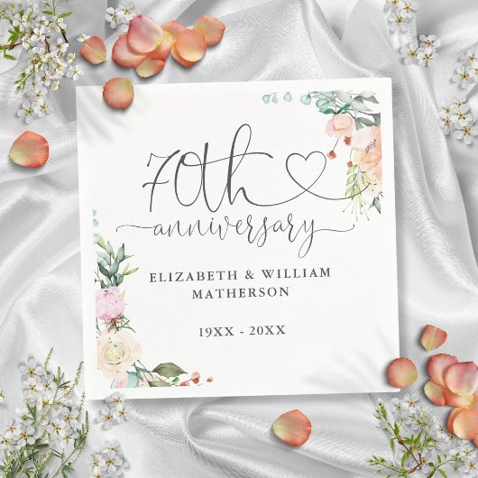 70周年記念金ゴールドハートバラフローラ スタンダードカクテルナプキン