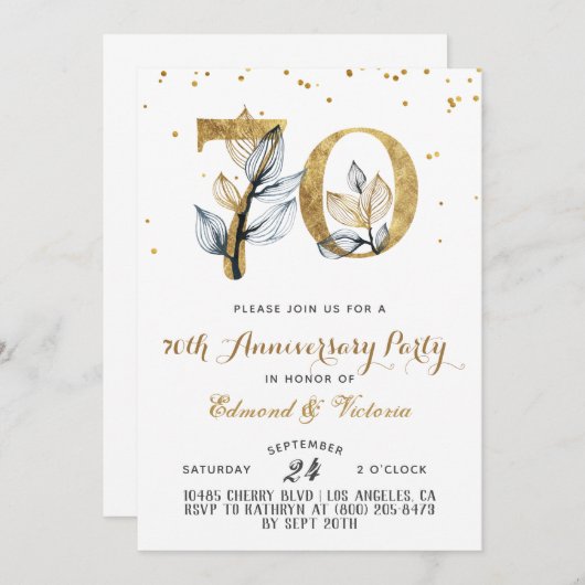 70周年記念金ゴールドフローラ招待状 招待状 (正面/裏面)