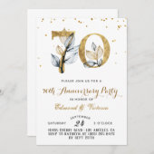 70周年 ゴールド フラワーリング 招待状 (正面/裏面)