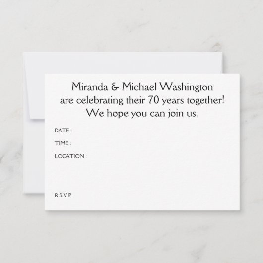 70周年（鳥の装飾） 招待状 (裏面)