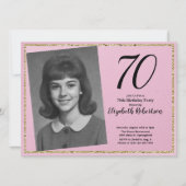 70回目のカスタムフォト ピンクとゴールド 招待状 (正面)