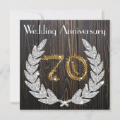 70回目の結婚記念日 | ラスティックウッドとゴールド 招待状 (正面)