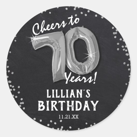 70年おめでとう!70歳の誕生日 ラウンドシール (正面)