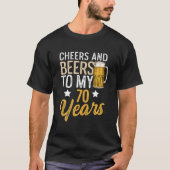 70年おもしろいのビールの応援とビール Tシャツ (正面)