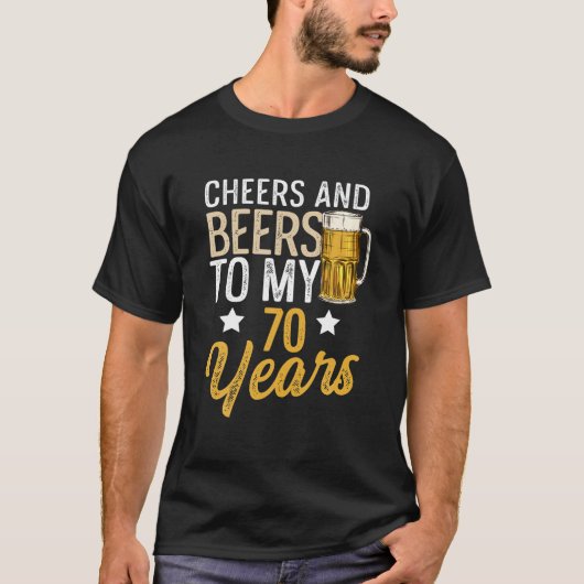 70年おもしろいのビールの応援とビール Tシャツ (正面)