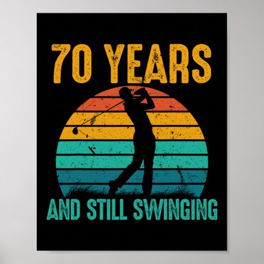 70年と今もスイングおもしろいゴルフ70歳の誕生日 ポスター (正面)